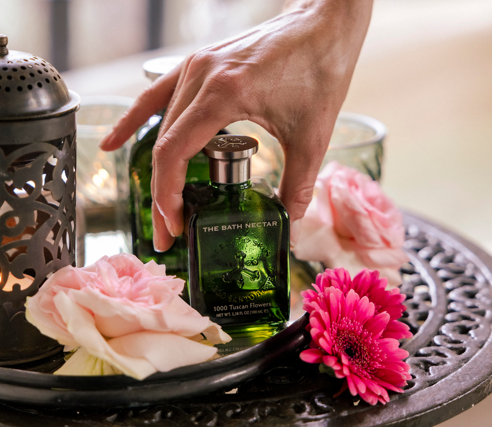 The Bath Nectar with garden roses